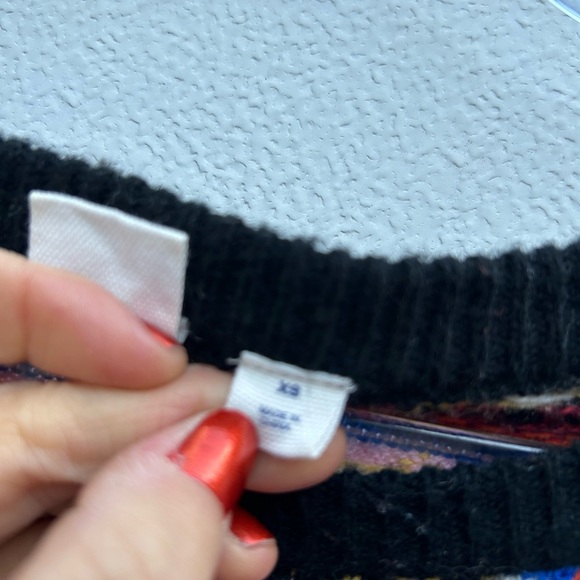 Gap fair aisle sweater black/white multi striped women’s XS cotton blend preppy - Picture 9 of 12